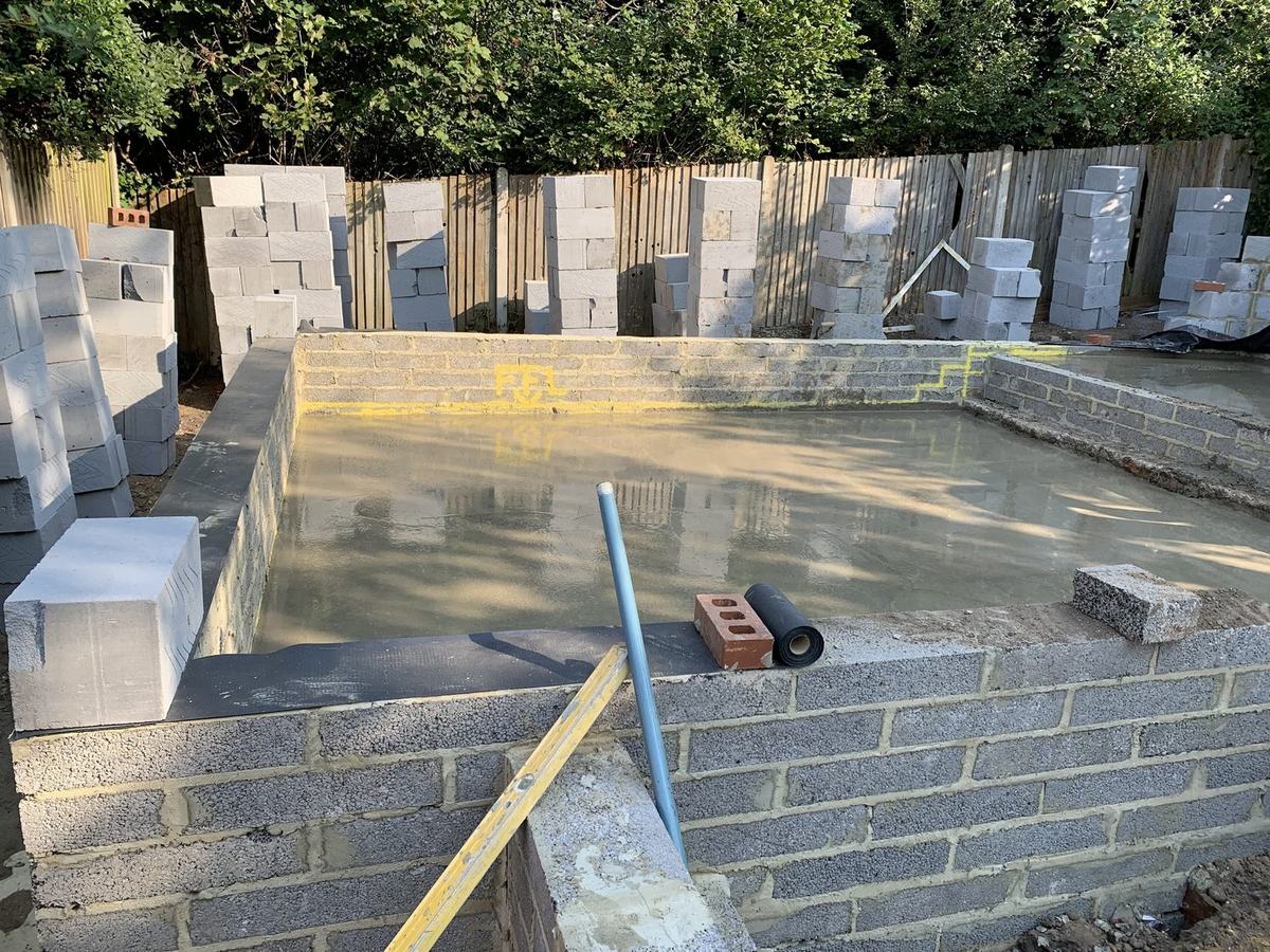 Footings poured and blockwork up. The part of a project nobody photographs afterwards, and the part everything else sits on.